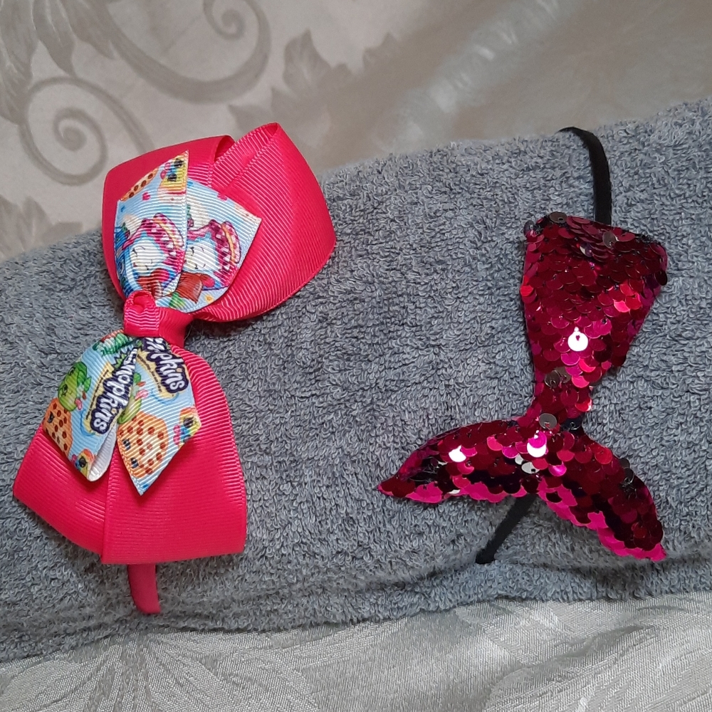 Sequin Mermaid Tail/Shopkins Hairband☆Set of 2